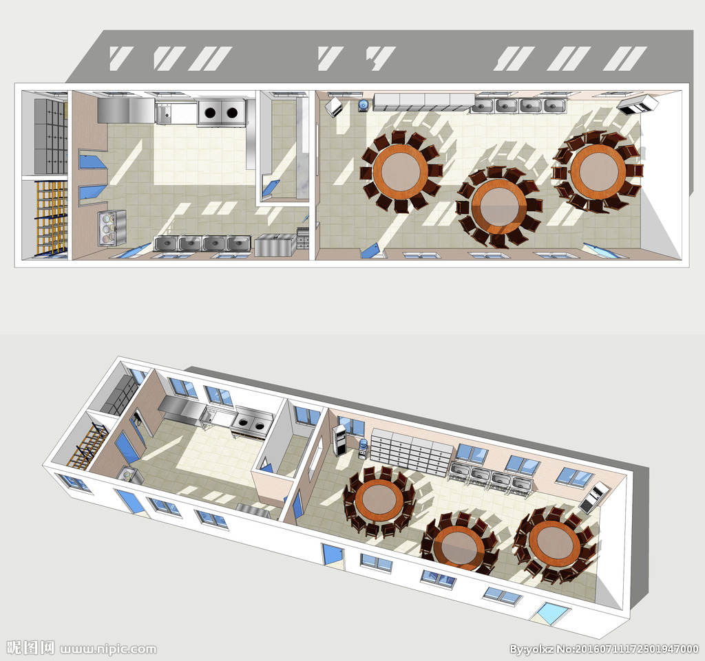 公司项目餐厅厨房职工食堂模型图片