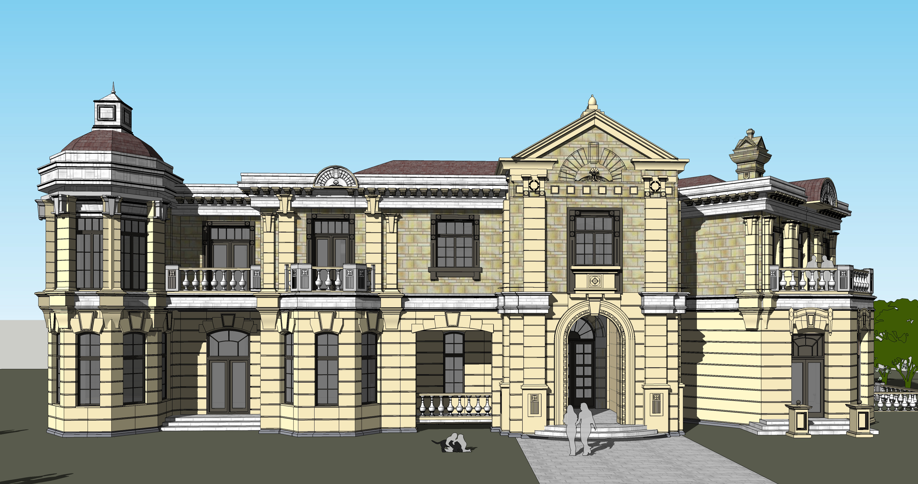 欧式风格古典大型庄园建筑方案sketchup模型