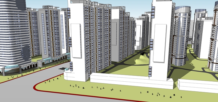 现代高层住宅小区规划设计方案sketchup模型