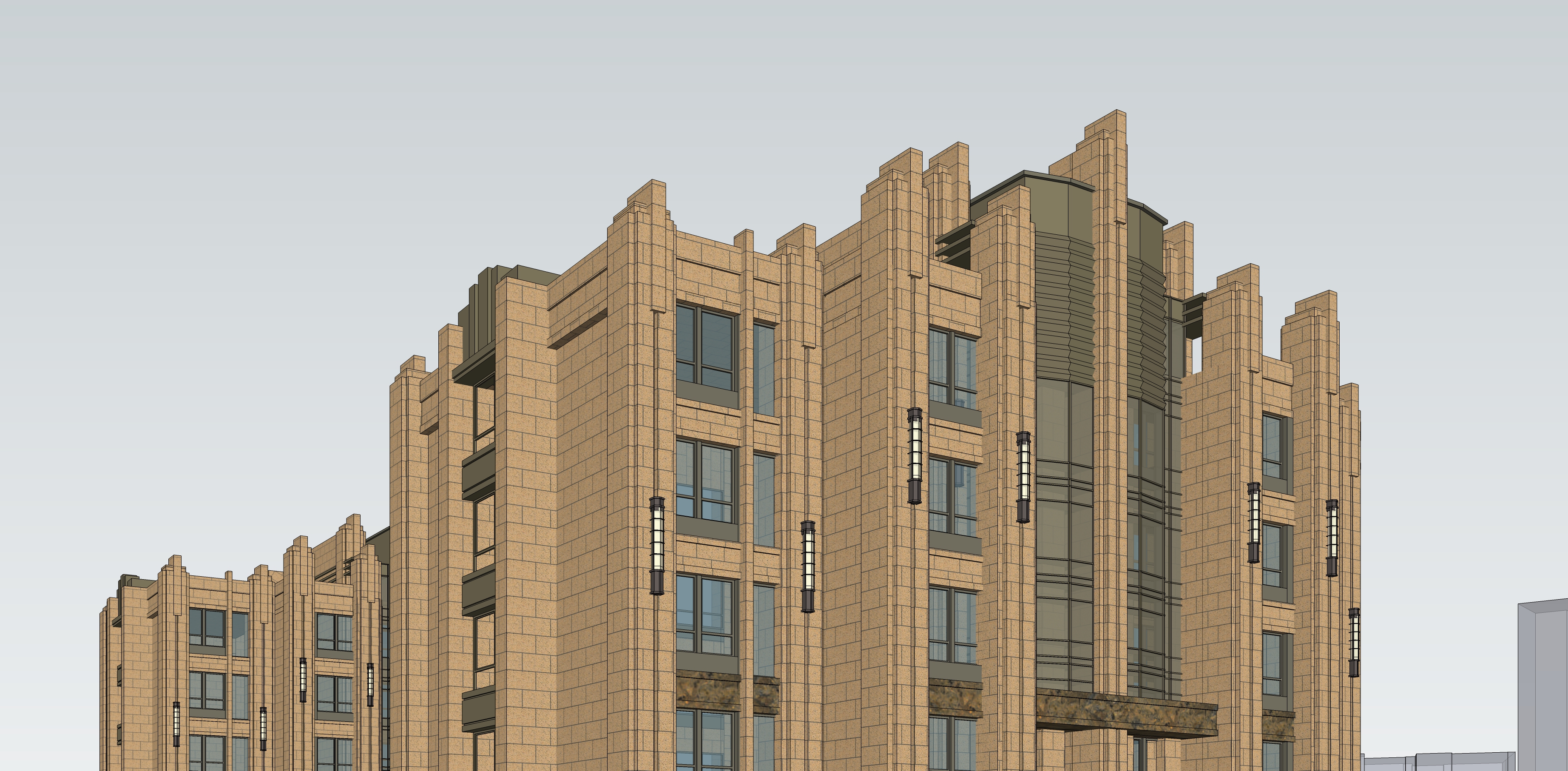 现代风格高层住宅楼sketchup模型