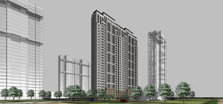 现代风格高层住宅规划项目sketchup模型