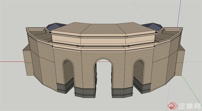 欧式拱门楼设计设计SU模型