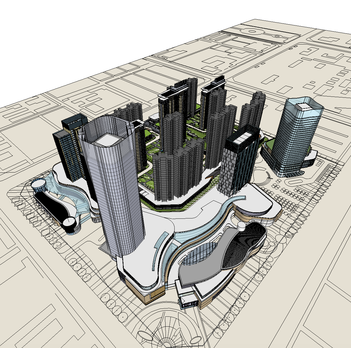 现代风格城市综合体SketchUp 模型