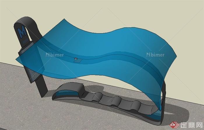 簡約流線型公交站臺設計su模型[原創]