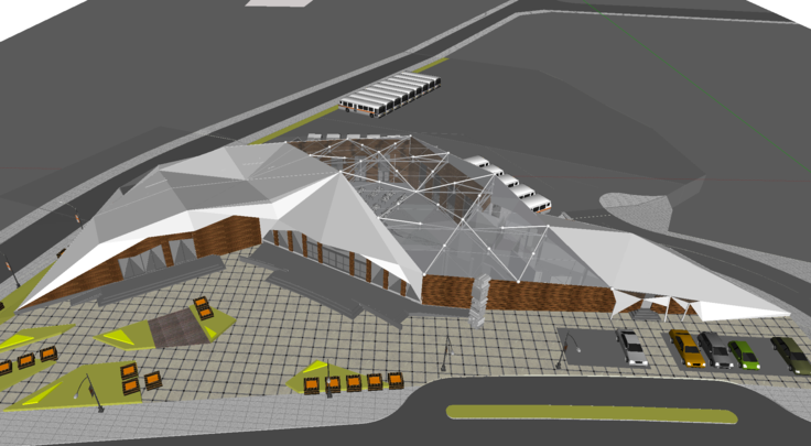 某山地城市长途汽车站设计方案SketchUp模型