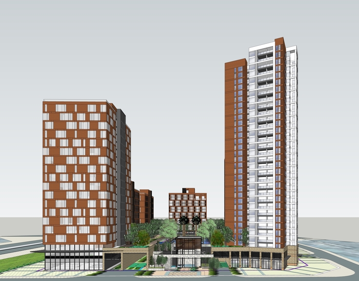 现代风格高层住宅区项目整体规划sketchup模型