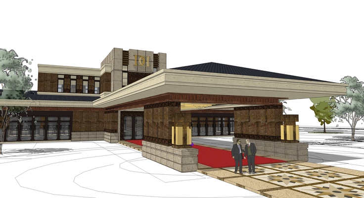 新中式古典风格酒店设计方案sketchup模型