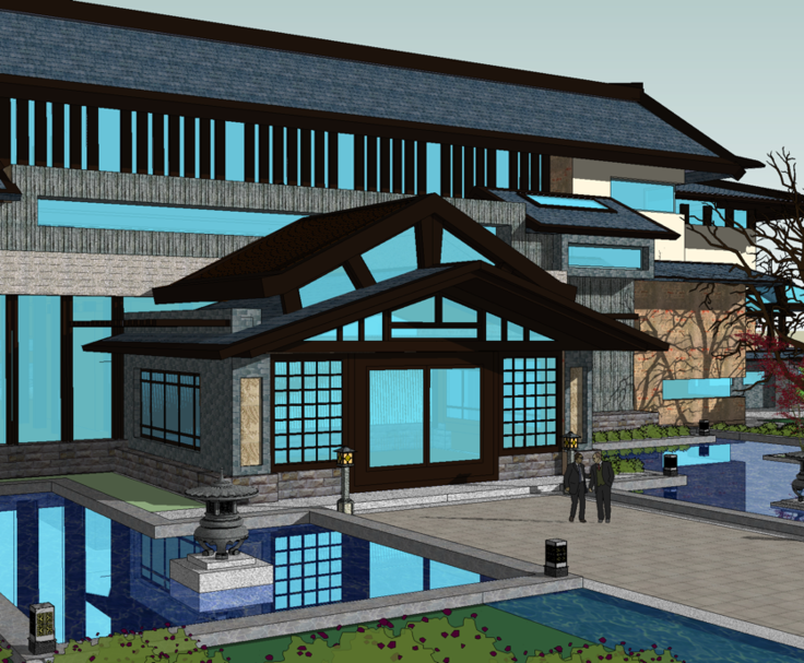 新中式博物馆设计SketchUp模型