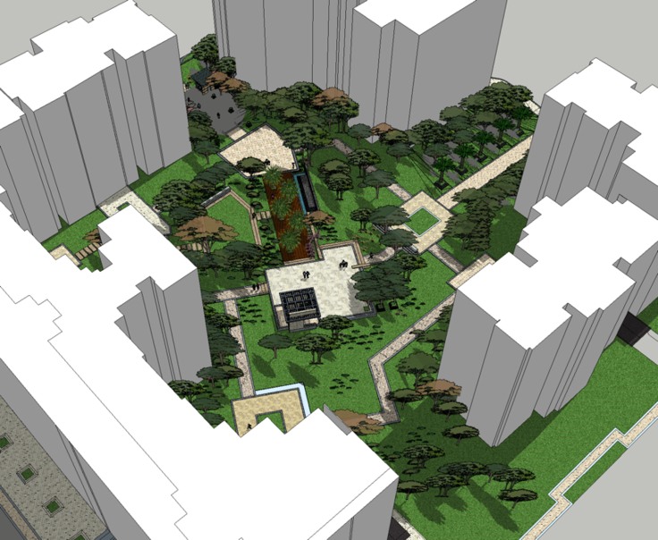 海南某现代小区景观设计SketchUp模型