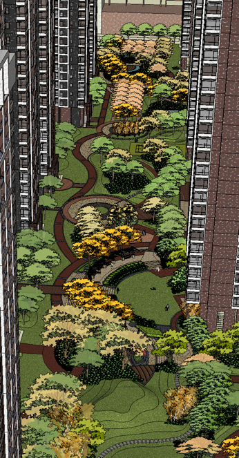 现代风格小区景观设计SketchUp模型
