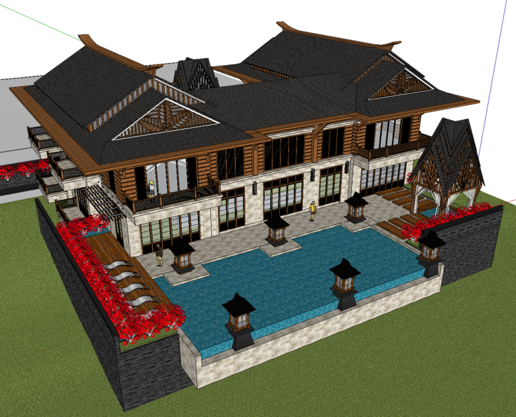 东南亚风格独栋别墅SketchUp模型