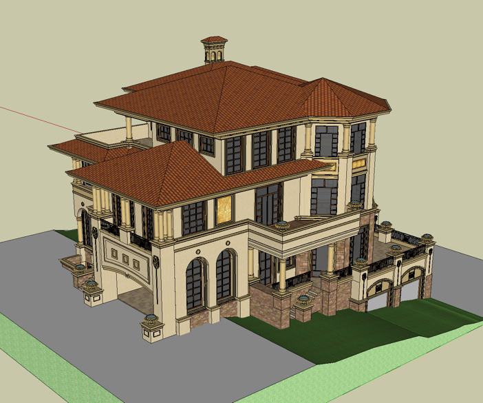 意式风格独栋别墅SketchUp模型