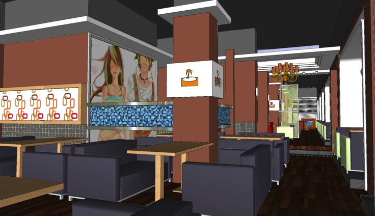 咖啡店室内设计SketchUp模型