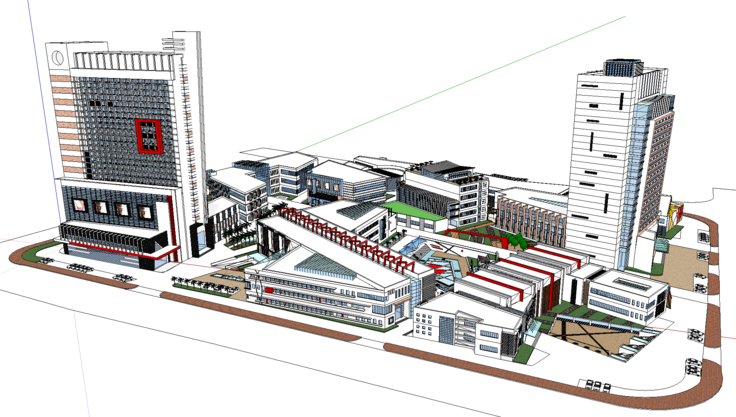 城市综合体精细SketchUp模型