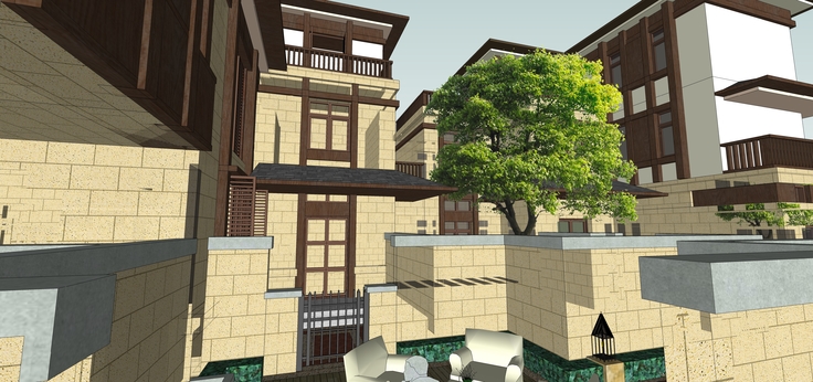 欧式风格联排别墅建筑设计方案sketchup模型