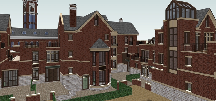 英式风格住宅别墅区规划sketchup模型