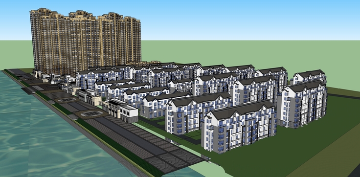 中式风格住宅小区规划设计方案sketchup模型