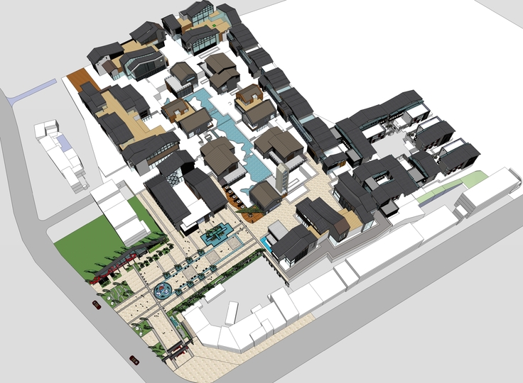 中式风格商业街景观设计方案sketchup模型