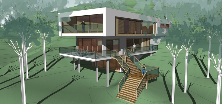 现代风格山地独栋别墅设计方案sketchup模型