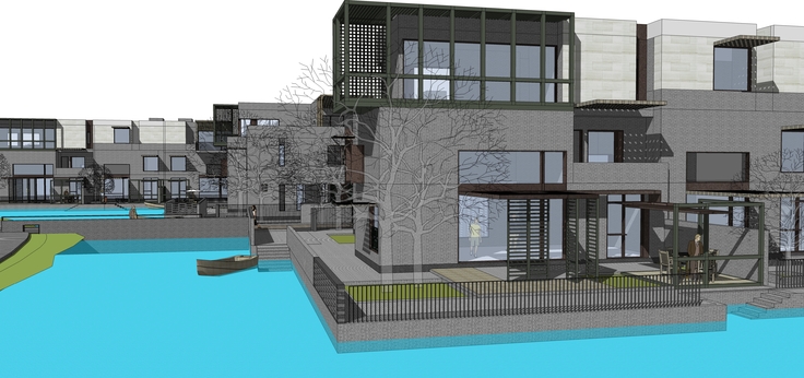新中式风格水景别墅区设计方案sketchup模型