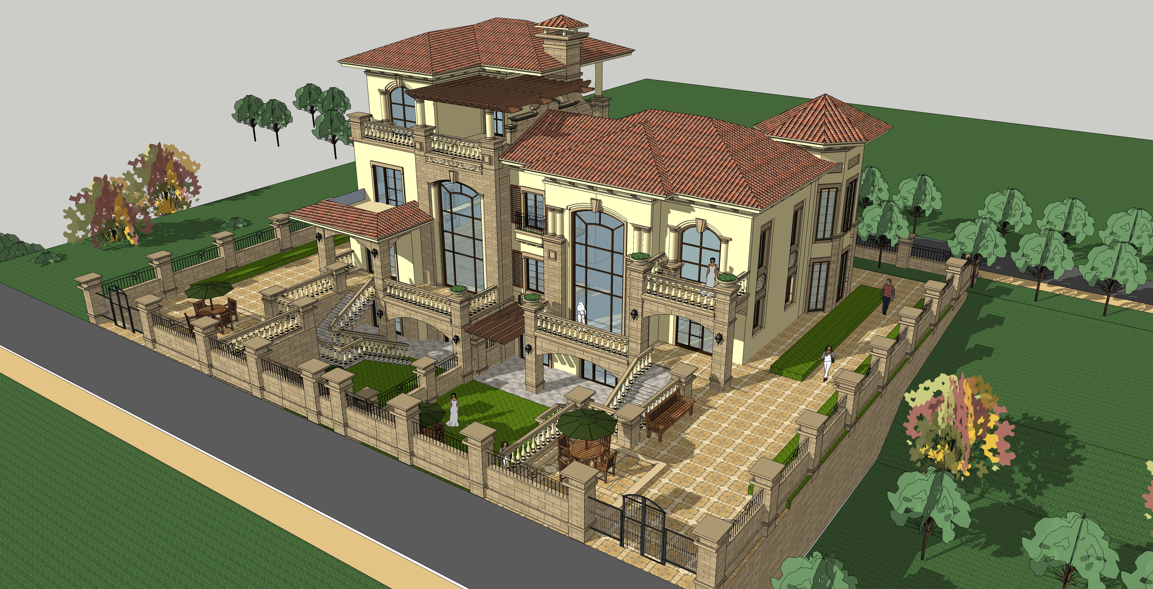欧式新古典风格别墅建筑sketchup模型