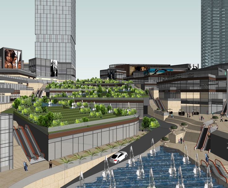 山地城市商业综合体规划设计sketchup模型