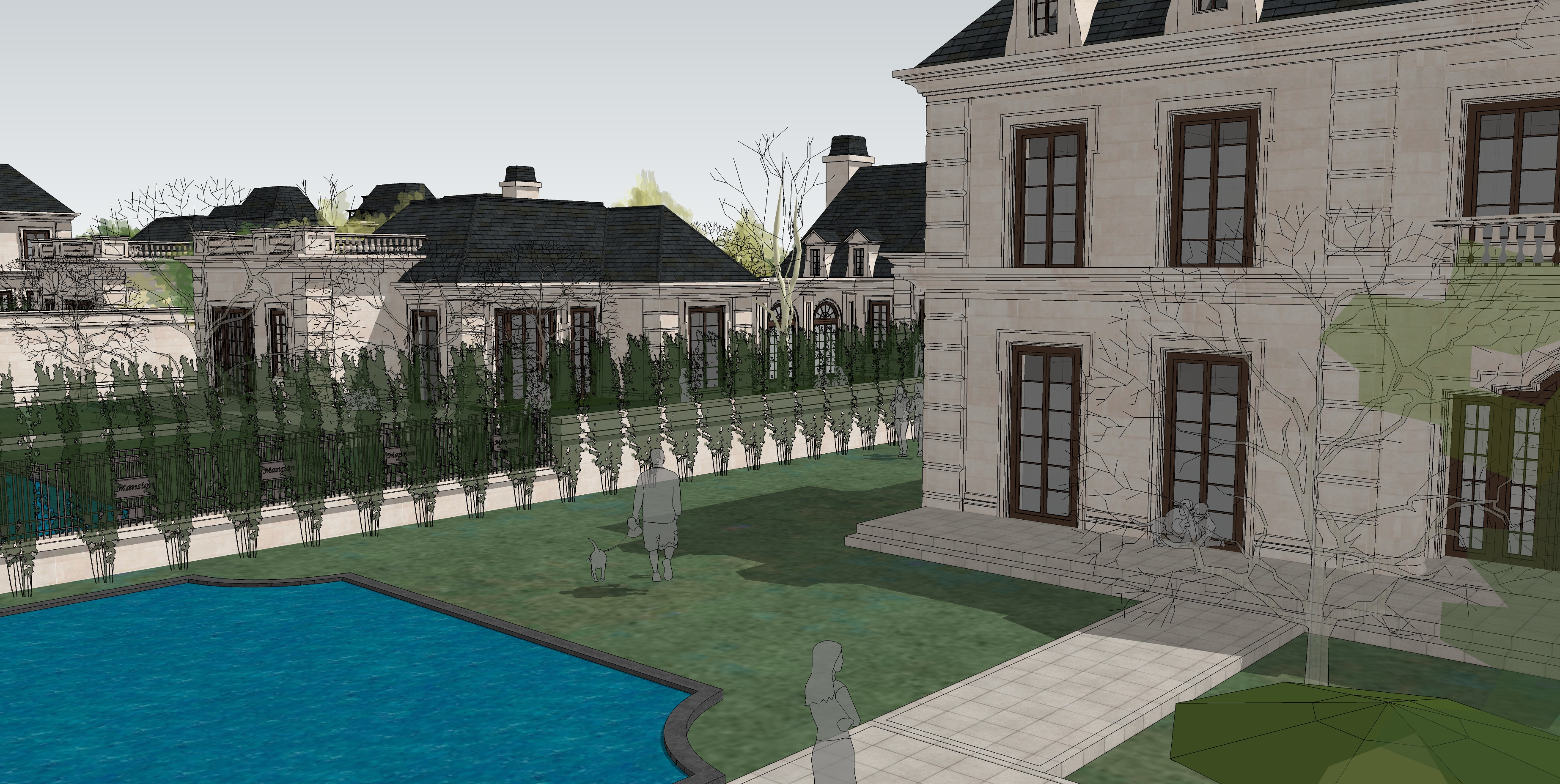 欧式古典主义风格别墅住宅区sketchup模型