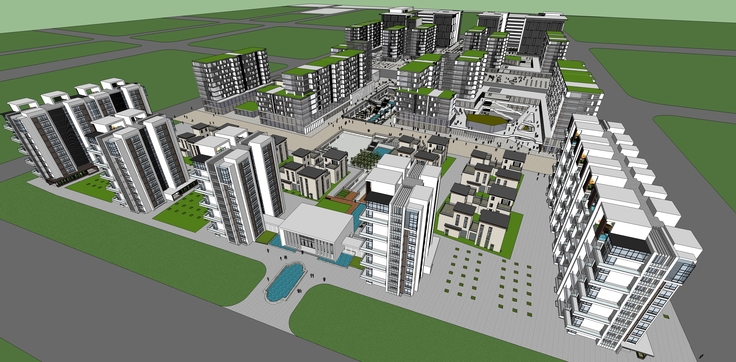 现代主义风格住宅区完整方案sketchup模型