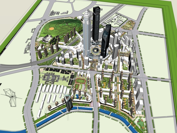 办公住宅区一体化城市设计方案sketchup模型