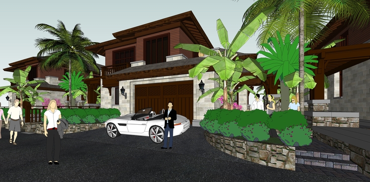 东南亚风格别墅住宅区sketchup模型