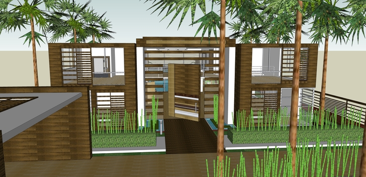 现代风格两层庭院别墅sketchup模型