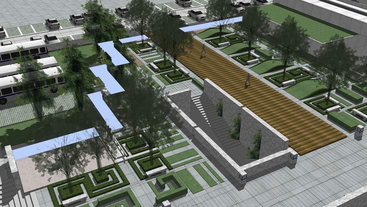 现代展馆与广场景观设计sketchup模型