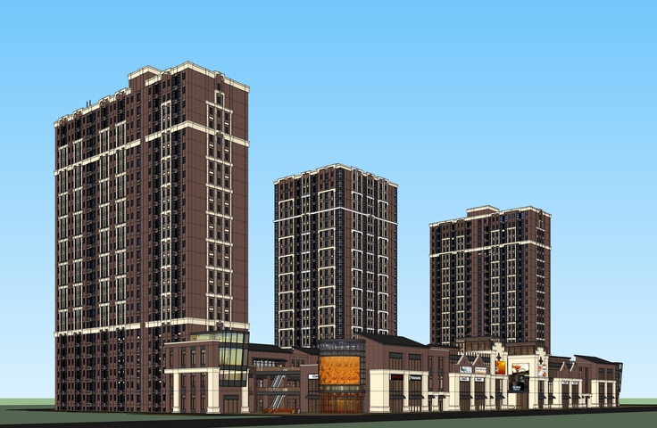 高层住宅与大型商业综合体sketchup模型
