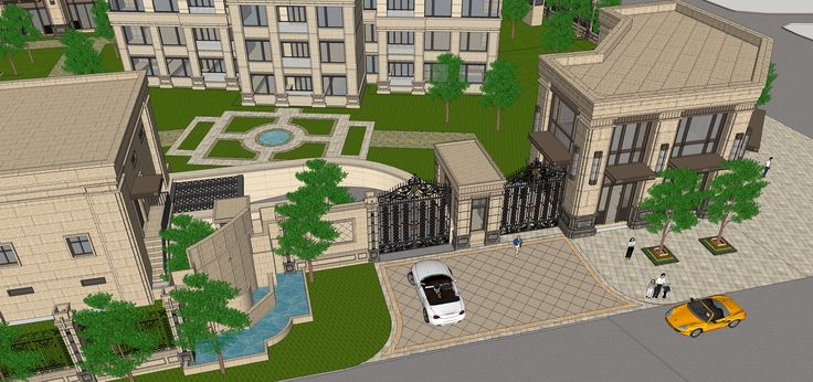 高层欧式新古典风格小区住宅sketchup模型