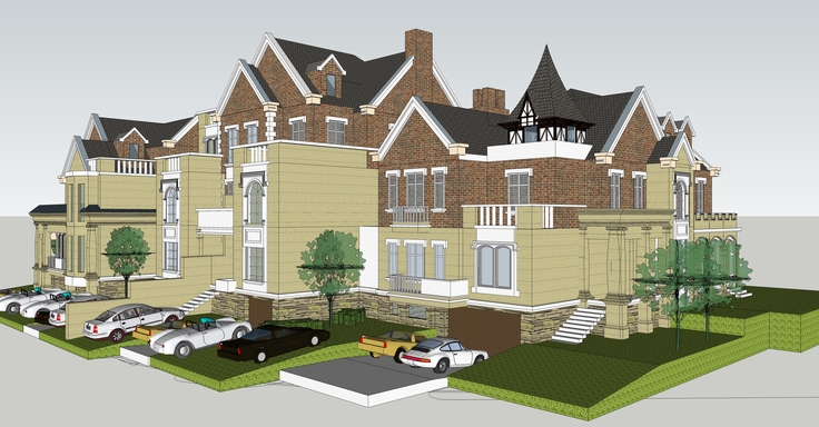 欧式风格别墅住宅建筑sketchup模型