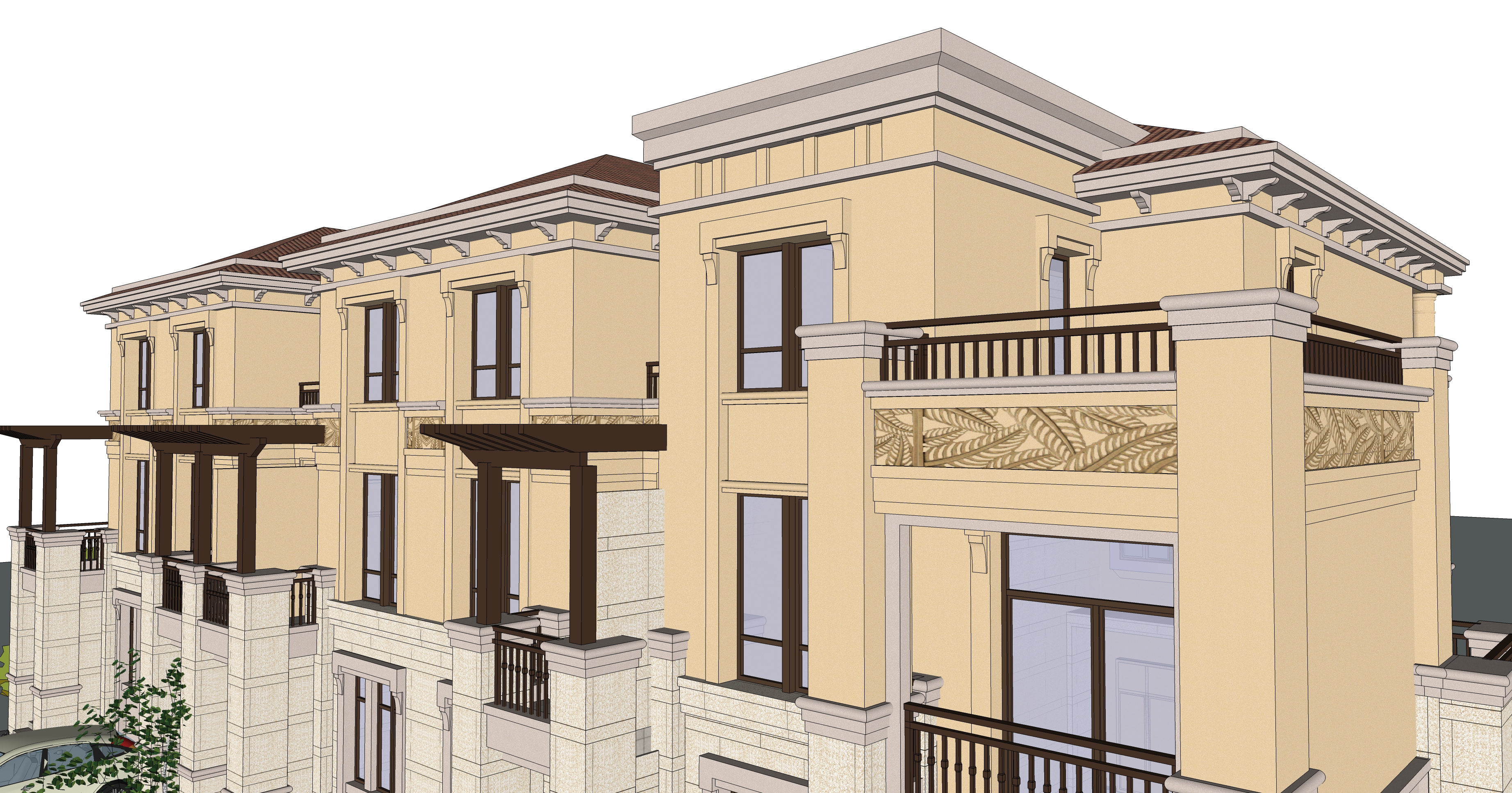 新古典欧式风格联排别墅sketchup模型