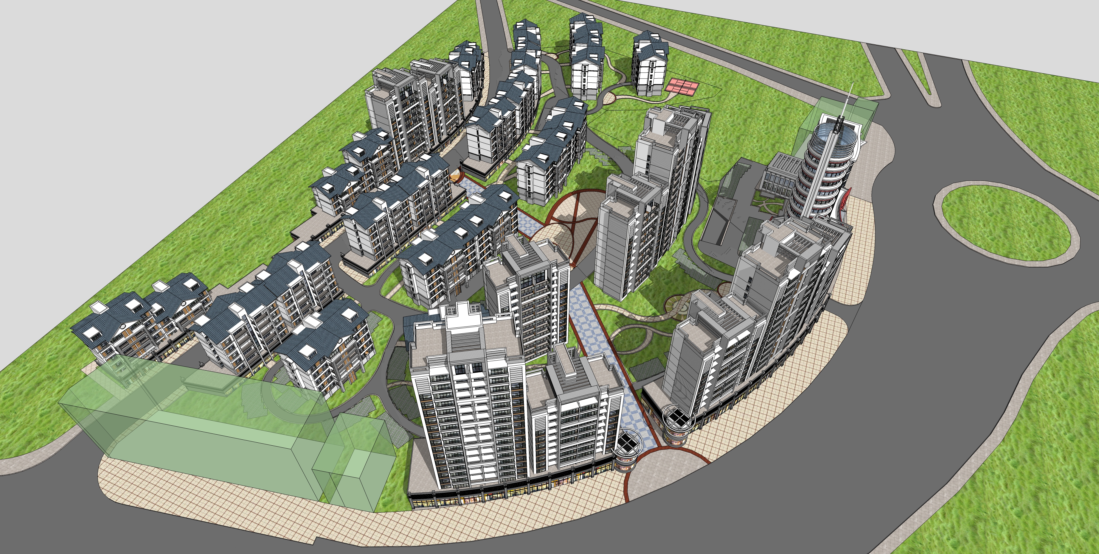 现代风格高层住宅小区设计方案sketchup模型