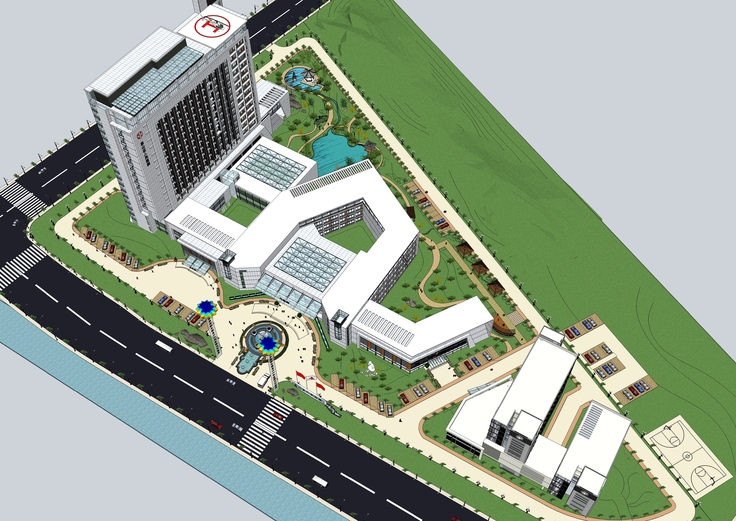现代医院建筑规划方案sketchup模型