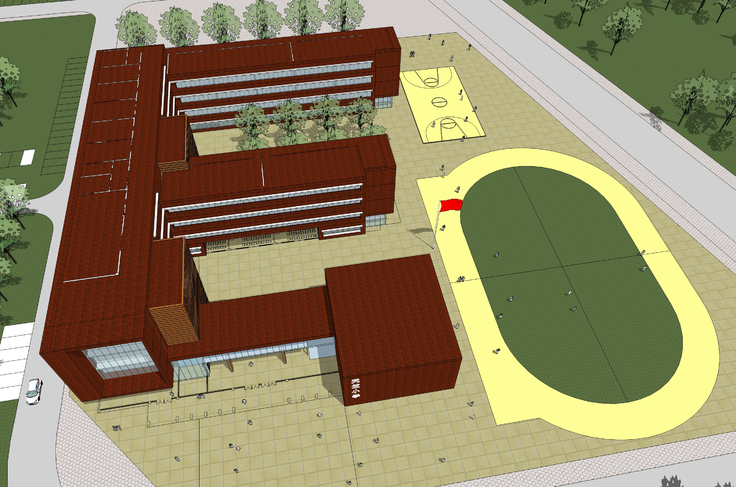 现代公建小学教学楼规划方案sketchup模型