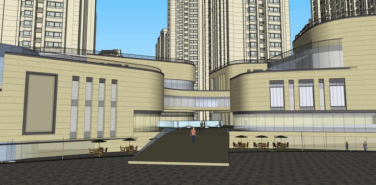 现代风格高层办公商住楼群sketchup模型