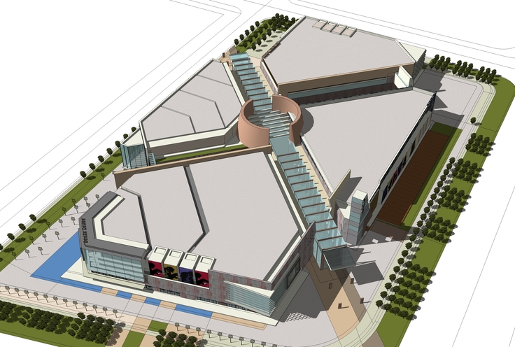 现代沿街商业建筑规划项目sketchup模型