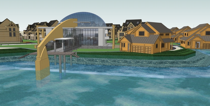 临水别墅总体规划设计方案sketchup模型