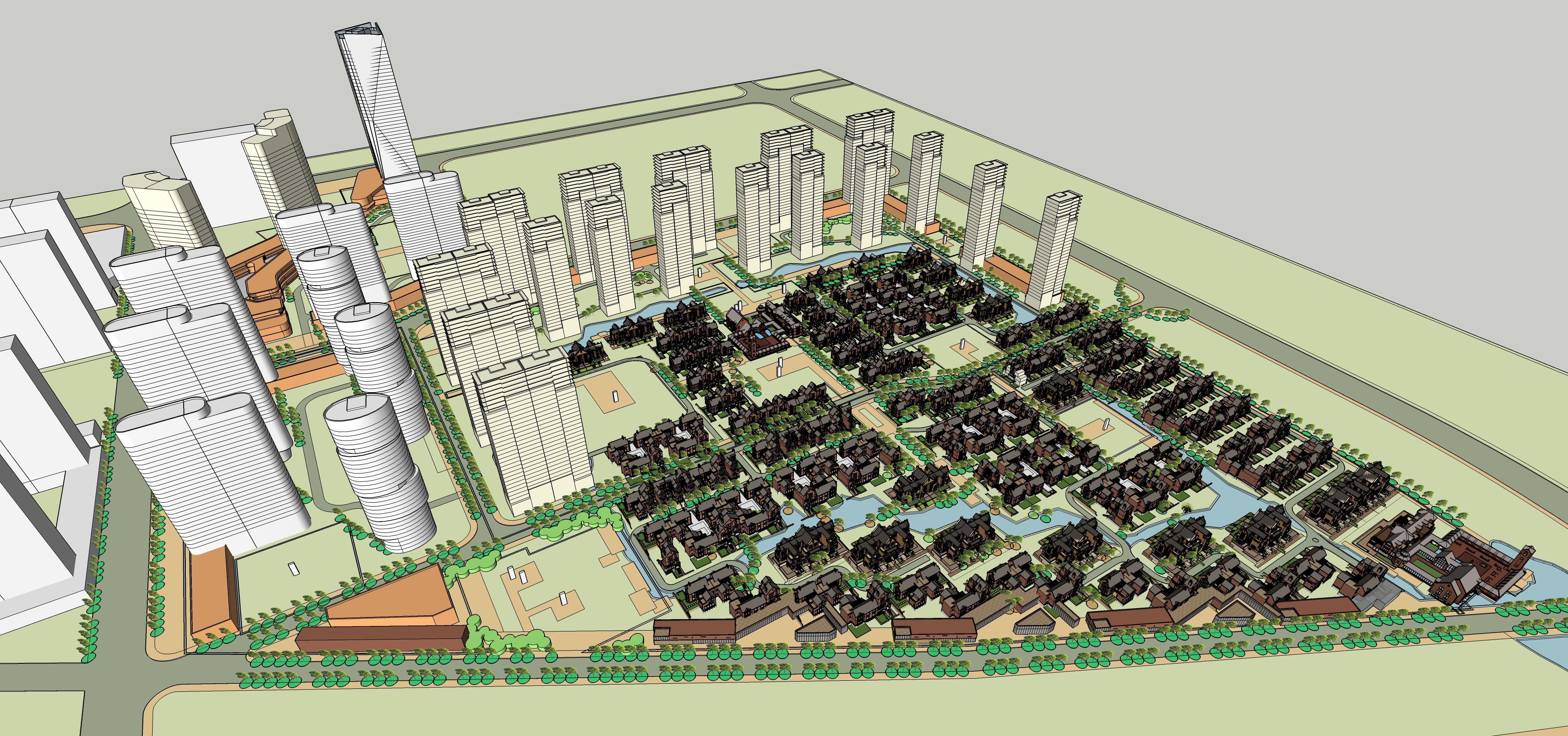 欧式风格别墅住宅区规划设计sketchup模型
