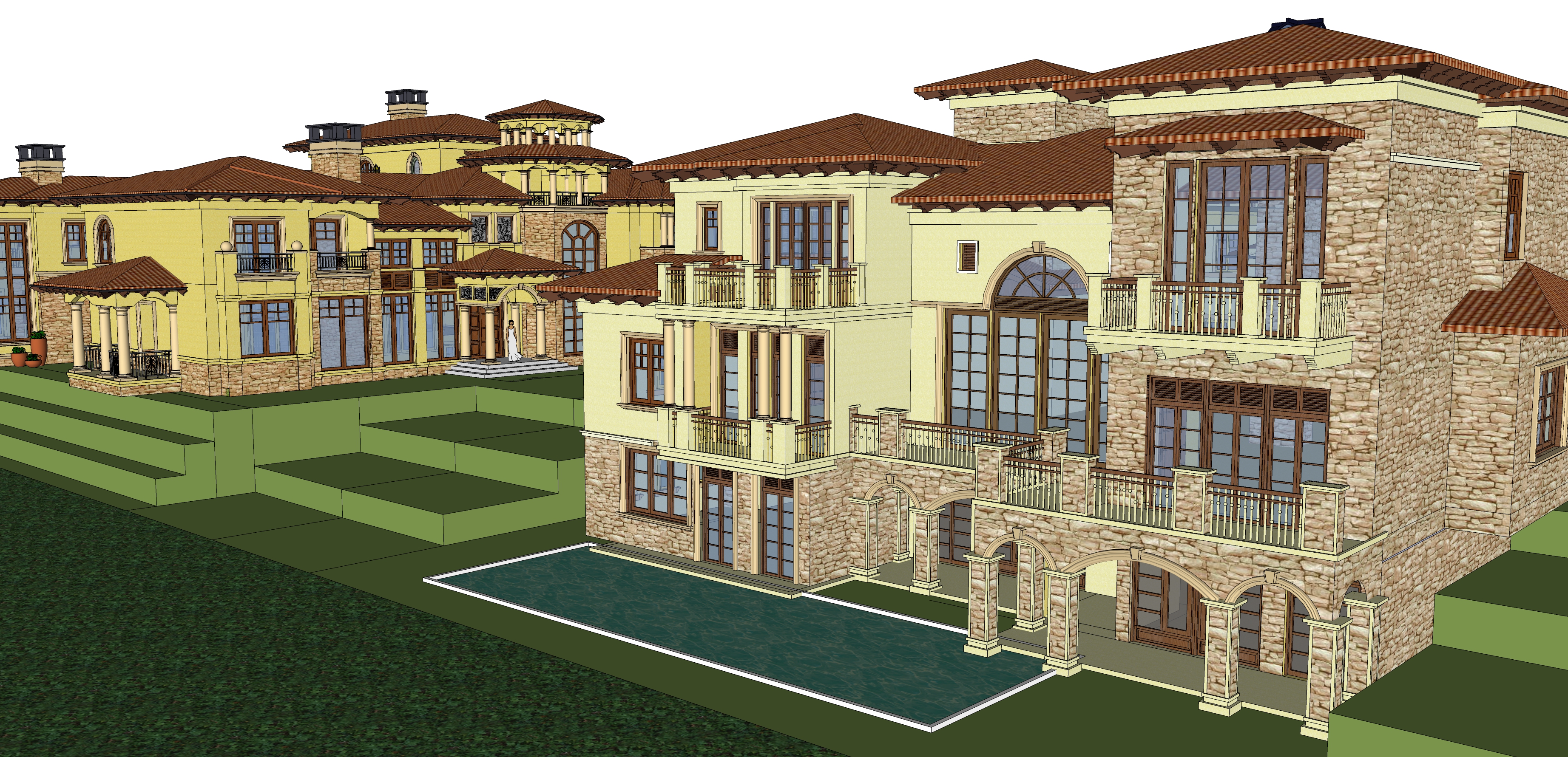 西方新古典别墅规划区方案设计sketchup模型