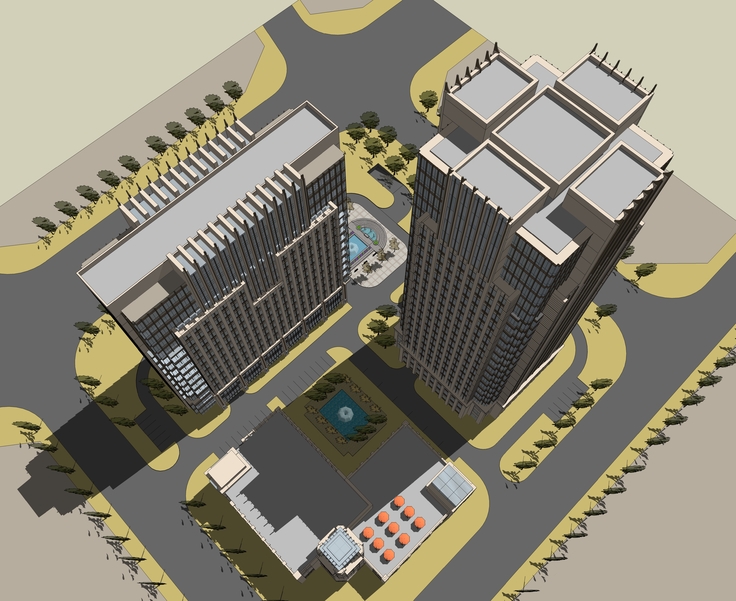 欧式新古典风格高层办公楼sketchup模型