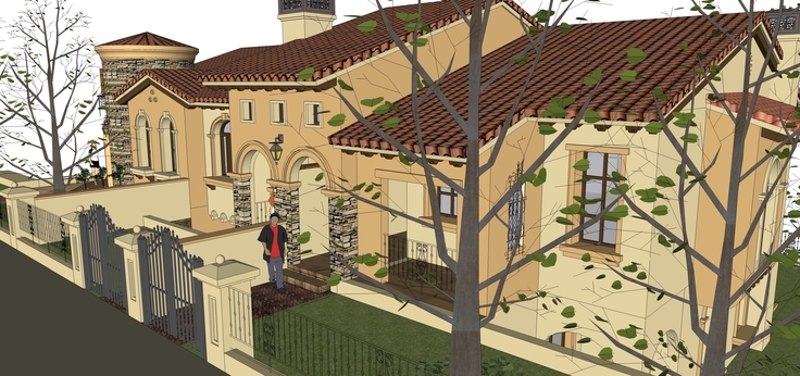 托斯卡纳风格两层住宅别墅sketchup模型