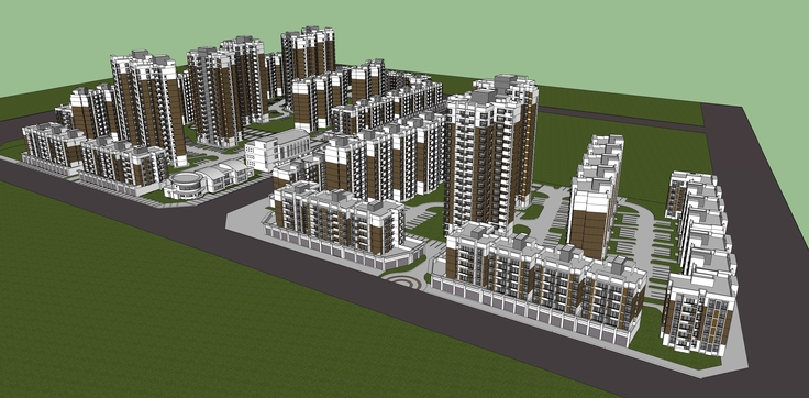 现代风格高层住宅小区规划设计方案sketchup模型
