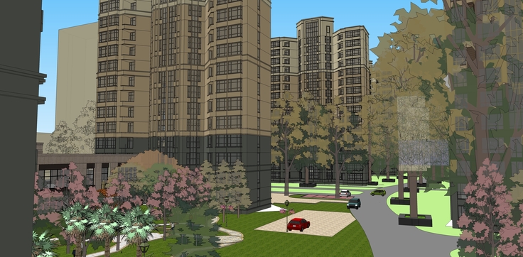 欧式新古典风格高层住宅规划方案sketchup模型