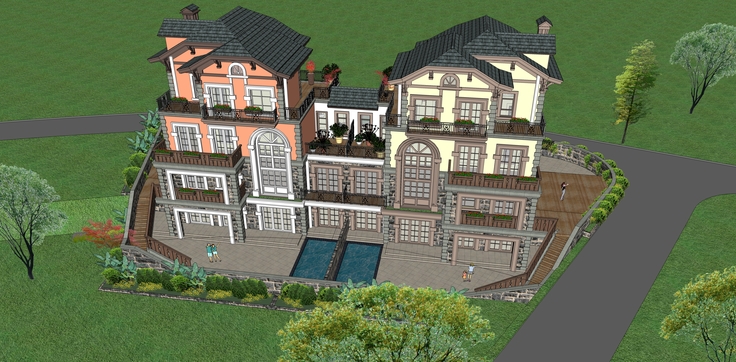 欧式风格花园洋房住宅sketchup模型