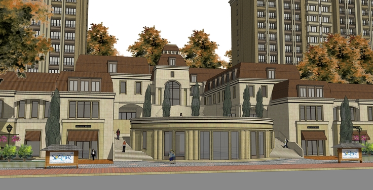 欧式新古典多层住宅建筑方案sketchup模型